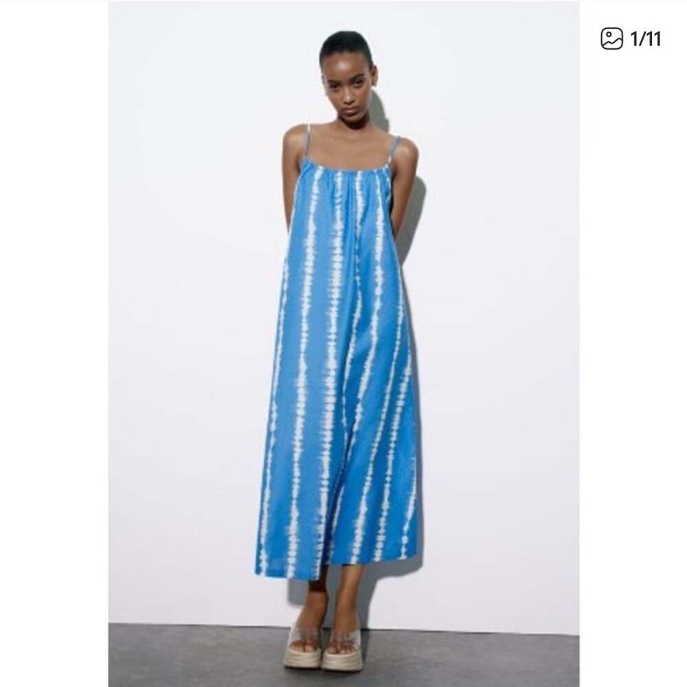 Zara Blue and White Maxi Dress